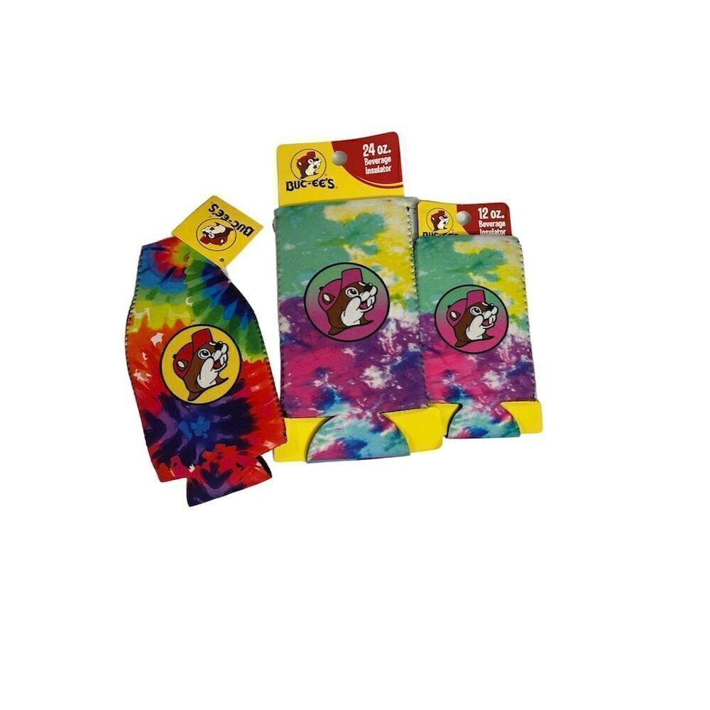 Buc-ee's Tie Dye Beverage Insulator Set - 24oz, 12oz, Bottle Koozie (3 Pack)